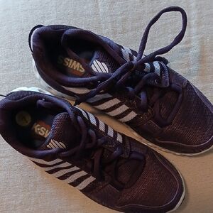 K-Swiss Dark Purple Sneakers with White Stripes